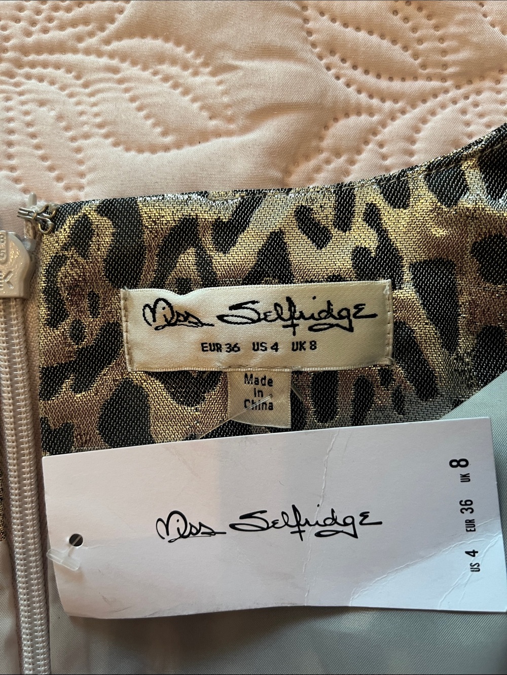 NWT Miss Selfridge Metallic Leopard Mini Dress - Picture 9 of 11
